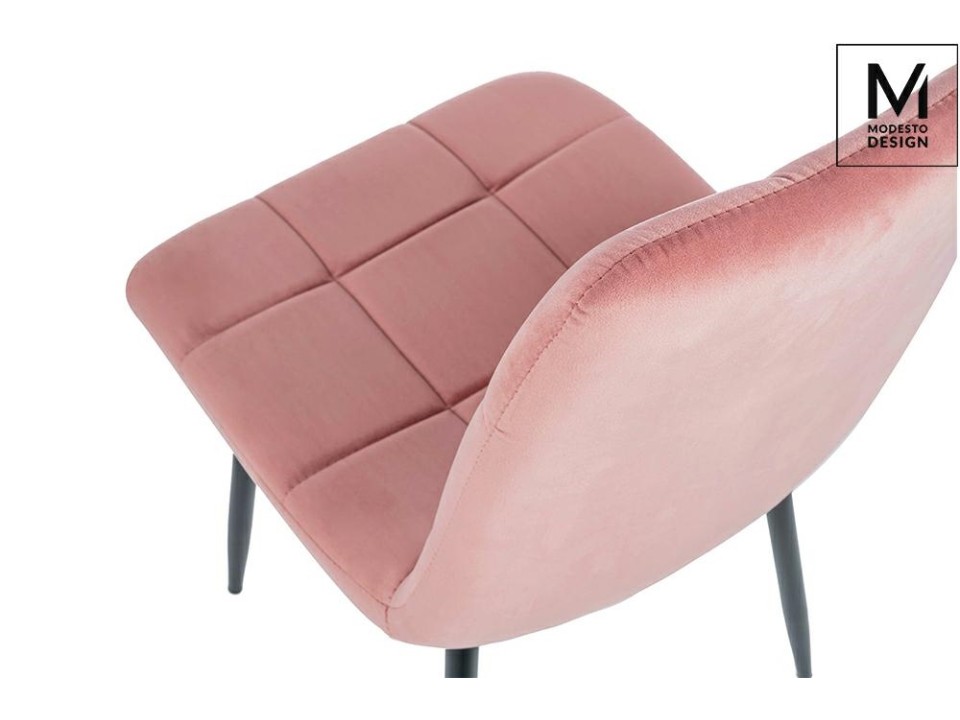MODESTO krzesło CARLO pudrowy róż - welur, metal - Modesto Design